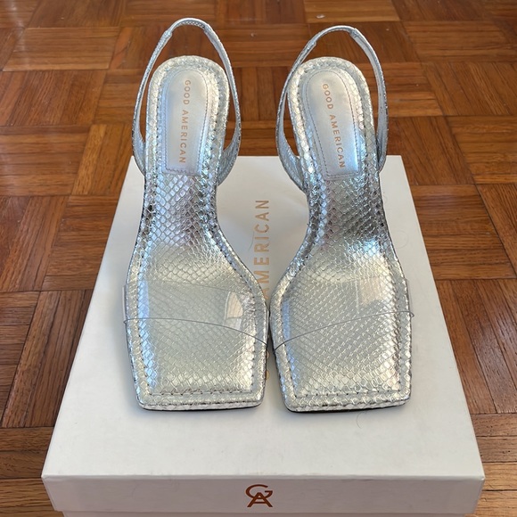 Good American Lucite Silver Sandal - 8.5 - Picture 2 of 6